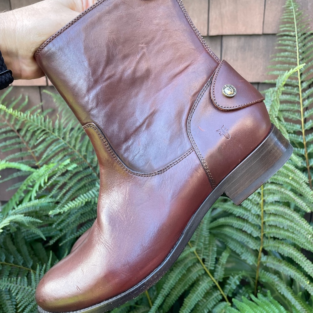 Frye Dark Brown Leather Ankle Booties